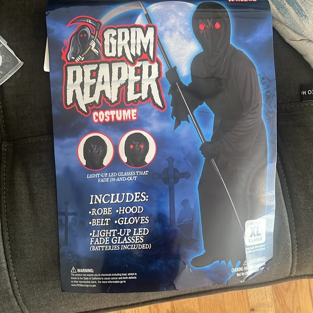 Halloween Grim Reaper Costume with light up glasses